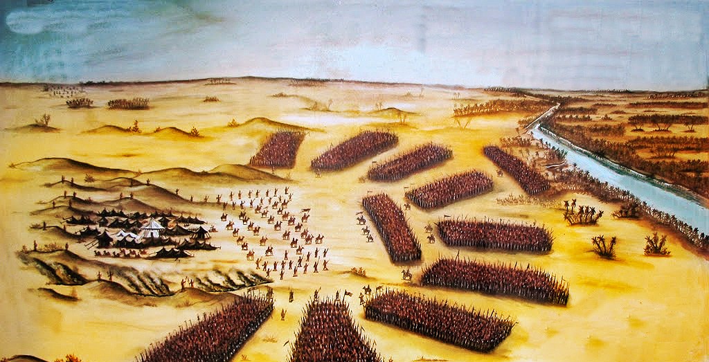 Illustration of the battle map where Hussain and his camp had been encircled by an army of 30,000.
